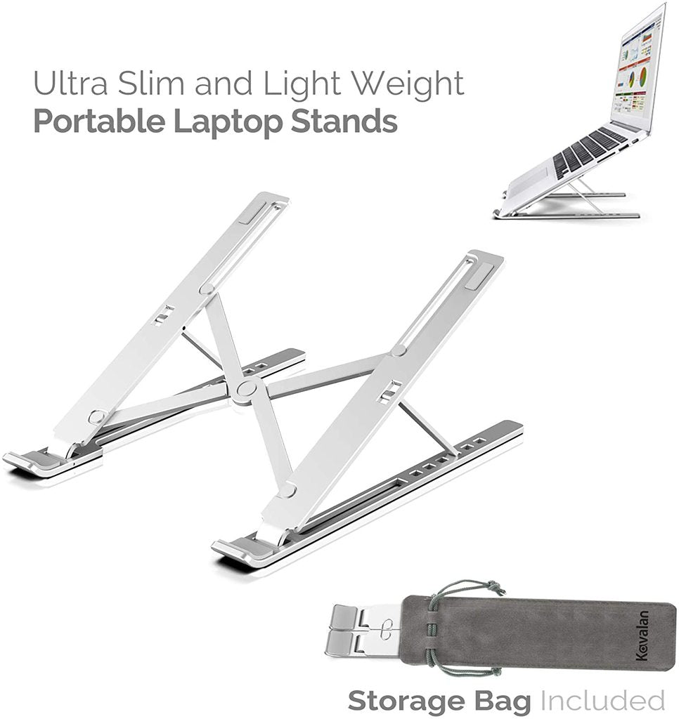 Ergonomic Laptop Stand - Adjustable Foldable Premium Aluminium Stand for upto 17 Inch Laptop - 5econds.co