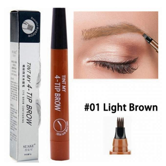 4 Points Eyebrow Pen - 5 Colors Waterproof Natural Dark Brown Fork Tip Tattoo Pencil Cosmetic Long Lasting - 5econds.co