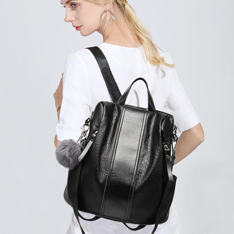 PREMIUM™ Premium Leather Three Way Anti-Thief Women's Backpack - 5econds.co