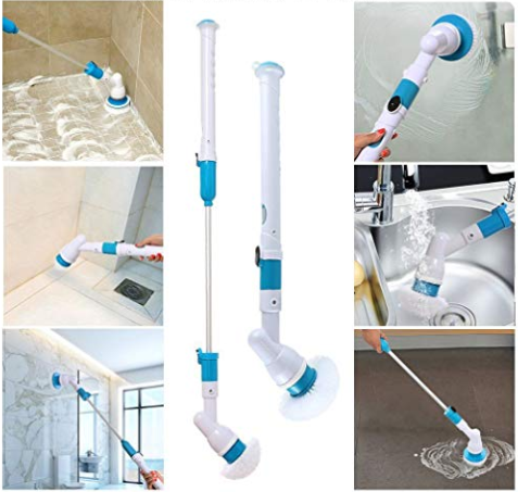 ELECTRIC POWER CLEANING SCRUBBER WITH EXTENSION HANDLE - Turbo Scrub Cleaning Brush Cordless Chargeable Bathroom Cleaner with Extension Handle Adaptive Brush Tub - 5econds.co