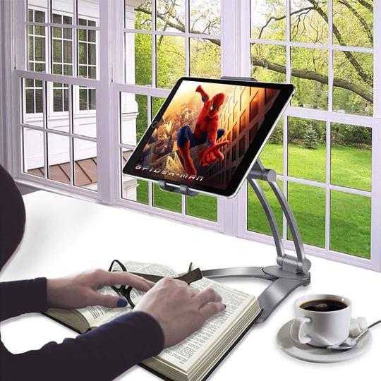 Desktop & Wall Pull-Up Lazy Bracket - Kitchen Tablet Metal Stand Mount Fit For 5-10.5 inch Width Smartphones - 5econds.co