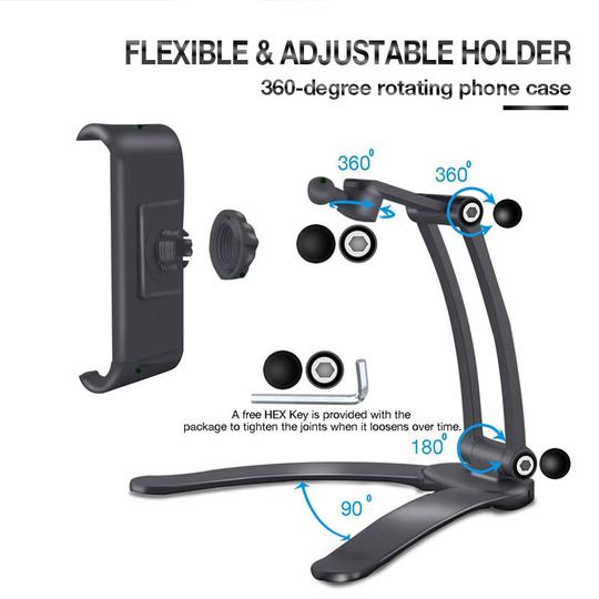 Desktop & Wall Pull-Up Lazy Bracket - Kitchen Tablet Metal Stand Mount Fit For 5-10.5 inch Width Smartphones - 5econds.co