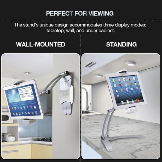 Desktop & Wall Pull-Up Lazy Bracket - Kitchen Tablet Metal Stand Mount Fit For 5-10.5 inch Width Smartphones - 5econds.co