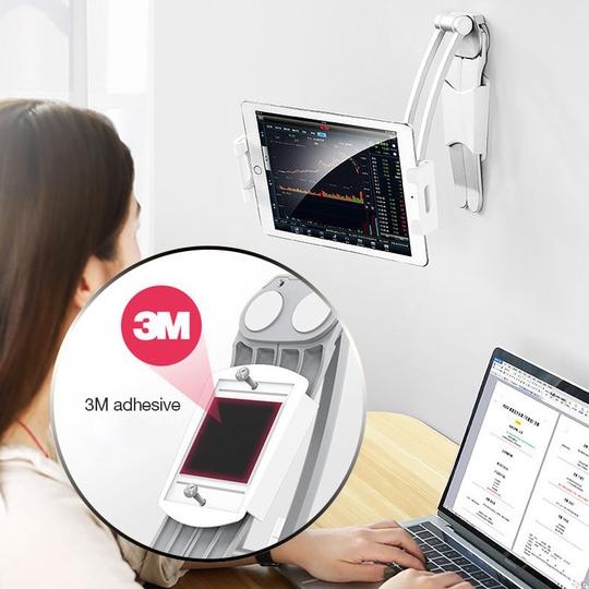 Desktop & Wall Pull-Up Lazy Bracket - Kitchen Tablet Metal Stand Mount Fit For 5-10.5 inch Width Smartphones - 5econds.co