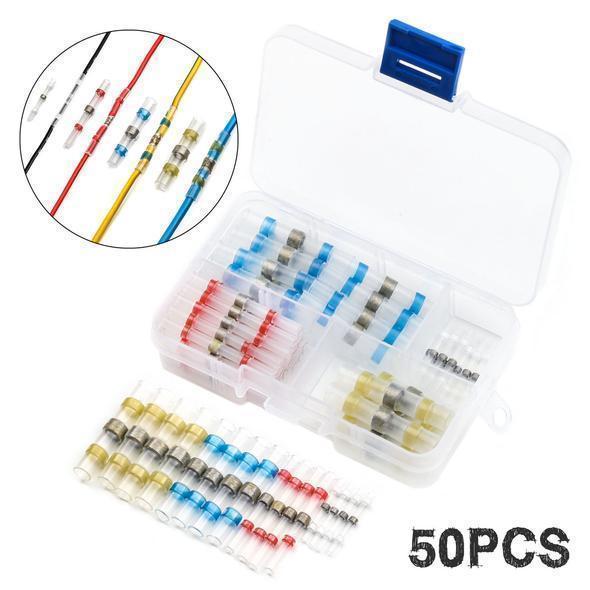 Waterproof Solder Wire Connectors - 50PCS - Heat Shrink Soldering Sleeve Terminals Insulated Waterproof Butt Wire Connectors Electrical Wire Soldered Terminals - 5econds.co