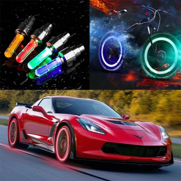 Waterproof LED Wheel Lights - Bicycle Wheel Lights Bike Wheel Light Cap Led Tire Valve Cap With Battery Mountain Road - 5econds.co