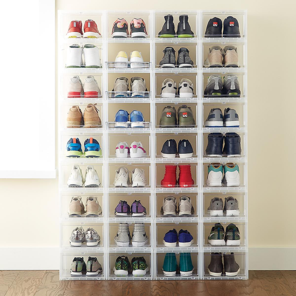 60% OFF - Storage Box & Shoe Box - Transparent shoe box dustproof storage box can be superimposed combination shoe cabinet Clamshell shoe organizer - 5econds.co