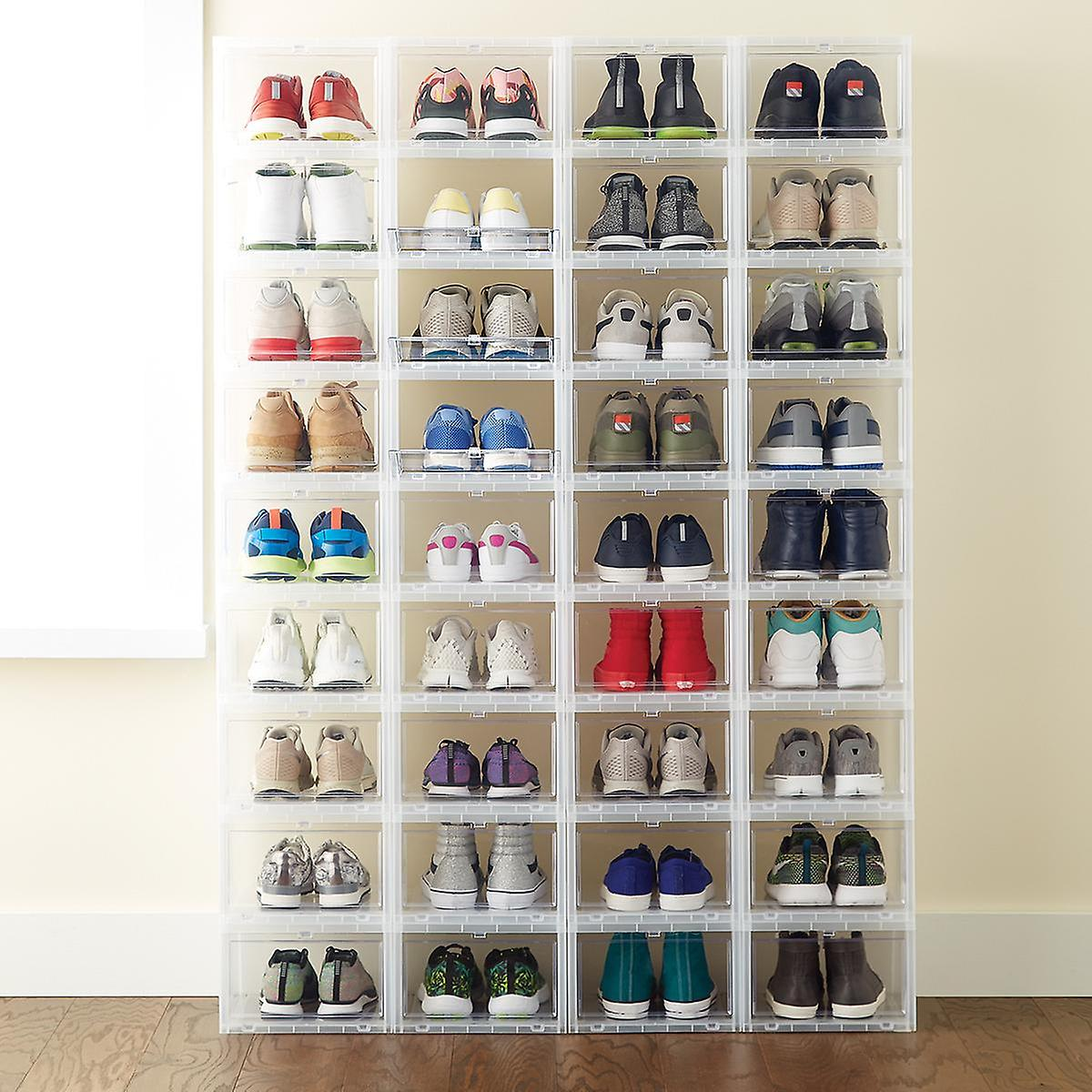 60% OFF - Storage Box & Shoe Box - Transparent shoe box dustproof storage box can be superimposed combination shoe cabinet Clamshell shoe organizer - 5econds.co