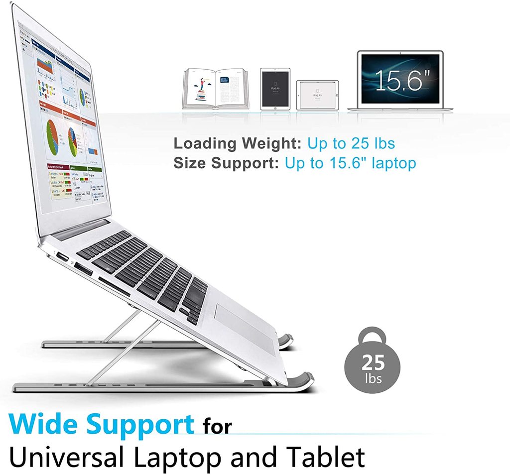 Ergonomic Laptop Stand - Adjustable Foldable Premium Aluminium Stand for upto 17 Inch Laptop - 5econds.co
