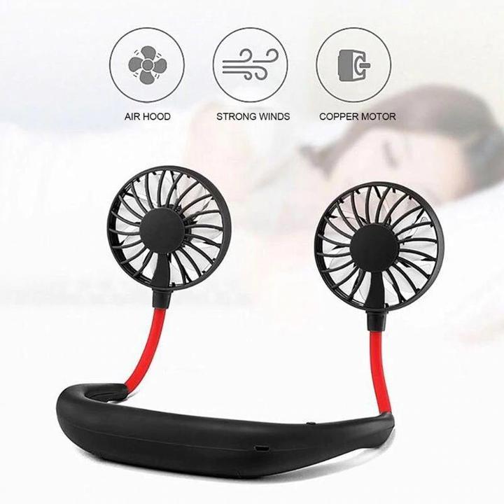 Portable Hanging Neck Sports Fan - Mini USB Portable Neckband With Rechargeable Battery Small Air Cooler Conditioner - 5econds.co