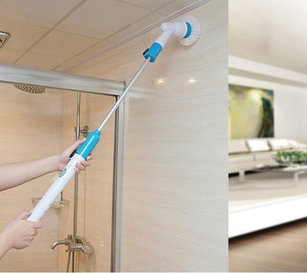 ELECTRIC POWER CLEANING SCRUBBER WITH EXTENSION HANDLE - Turbo Scrub Cleaning Brush Cordless Chargeable Bathroom Cleaner with Extension Handle Adaptive Brush Tub - 5econds.co