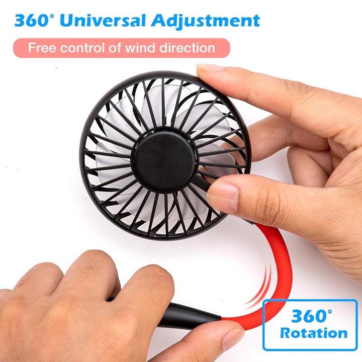 Portable Hanging Neck Sports Fan - Mini USB Portable Neckband With Rechargeable Battery Small Air Cooler Conditioner - 5econds.co