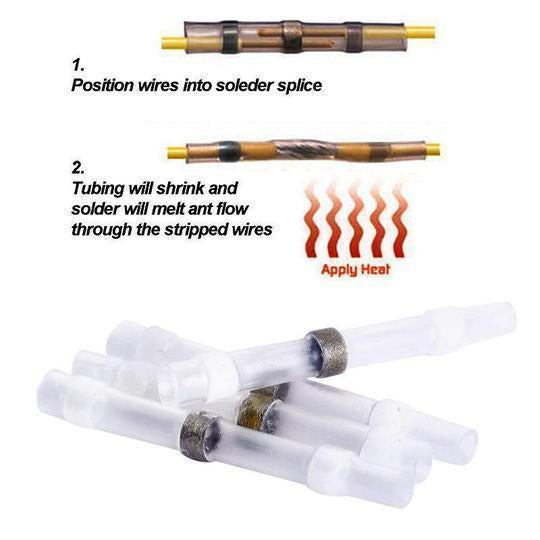 Waterproof Solder Wire Connectors - 50PCS - Heat Shrink Soldering Sleeve Terminals Insulated Waterproof Butt Wire Connectors Electrical Wire Soldered Terminals - 5econds.co