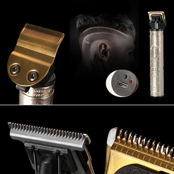Cordless Close Cutting T-Blade Clipper - USB Rechargeable T9 Baldheaded Hair Trimmer Electric Shaver 0mm Men Barber Cutting Machine - 5econds.co