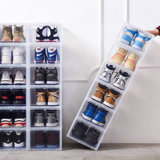 60% OFF - Storage Box & Shoe Box - Transparent shoe box dustproof storage box can be superimposed combination shoe cabinet Clamshell shoe organizer - 5econds.co