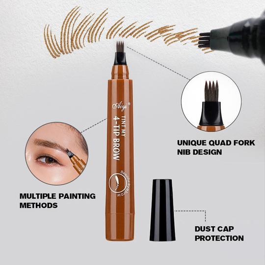 4 Points Eyebrow Pen - 5 Colors Waterproof Natural Dark Brown Fork Tip Tattoo Pencil Cosmetic Long Lasting - 5econds.co