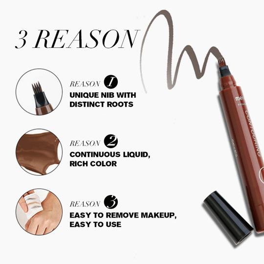 4 Points Eyebrow Pen - 5 Colors Waterproof Natural Dark Brown Fork Tip Tattoo Pencil Cosmetic Long Lasting - 5econds.co