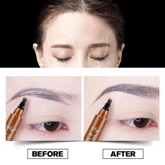 4 Points Eyebrow Pen - 5 Colors Waterproof Natural Dark Brown Fork Tip Tattoo Pencil Cosmetic Long Lasting - 5econds.co