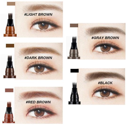 4 Points Eyebrow Pen - 5 Colors Waterproof Natural Dark Brown Fork Tip Tattoo Pencil Cosmetic Long Lasting - 5econds.co