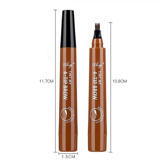 4 Points Eyebrow Pen - 5 Colors Waterproof Natural Dark Brown Fork Tip Tattoo Pencil Cosmetic Long Lasting - 5econds.co