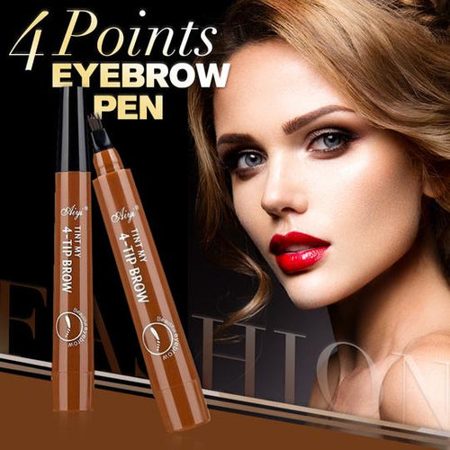 4 Points Eyebrow Pen - 5 Colors Waterproof Natural Dark Brown Fork Tip Tattoo Pencil Cosmetic Long Lasting - 5econds.co