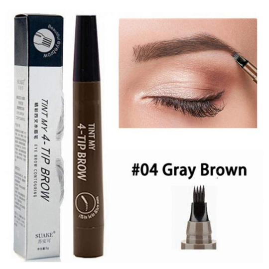 4 Points Eyebrow Pen - 5 Colors Waterproof Natural Dark Brown Fork Tip Tattoo Pencil Cosmetic Long Lasting - 5econds.co