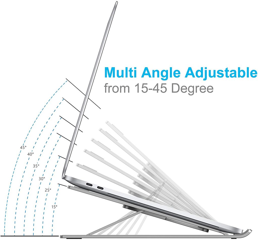 Ergonomic Laptop Stand - Adjustable Foldable Premium Aluminium Stand for upto 17 Inch Laptop - 5econds.co