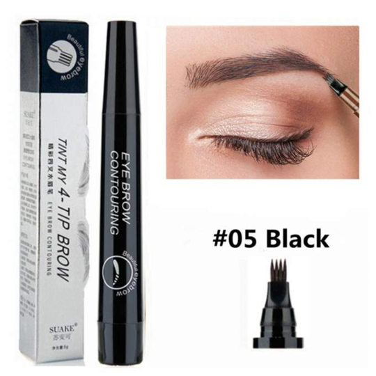 4 Points Eyebrow Pen - 5 Colors Waterproof Natural Dark Brown Fork Tip Tattoo Pencil Cosmetic Long Lasting - 5econds.co