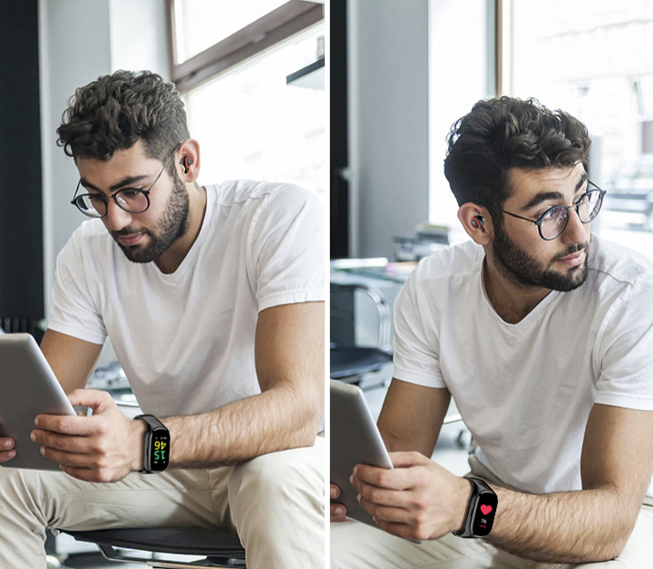 2 In 1 Smart Watch with Bluetooth Earphone - AI Heart Rate Monitor Smart Wristband Long Time Standby Sport Watch