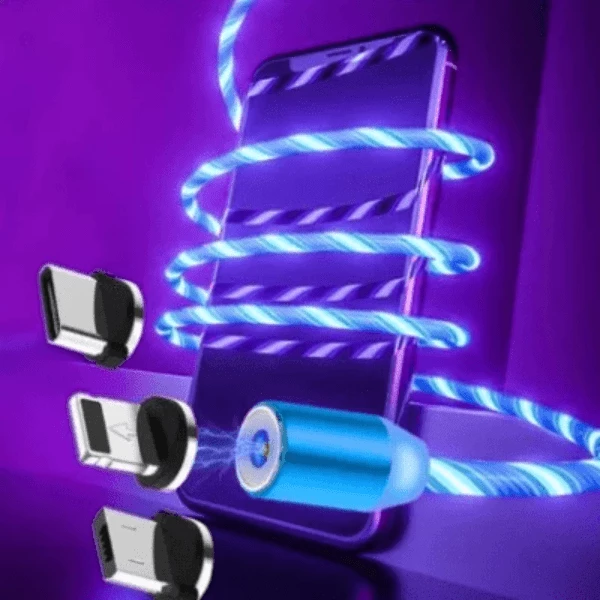 LIT™ - LED Magnetic Charging Cable for iPhone & Android USB Type C Cable Magnetic Cable LED Lighting fast Charging USB Micro Charger Cable Wire Huawei Samsung - 5econds.co