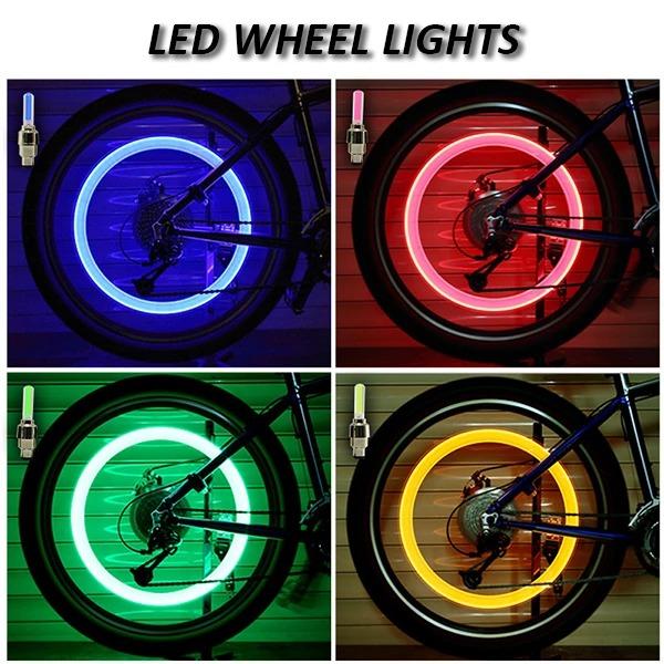 Waterproof LED Wheel Lights - Bicycle Wheel Lights Bike Wheel Light Cap Led Tire Valve Cap With Battery Mountain Road - 5econds.co