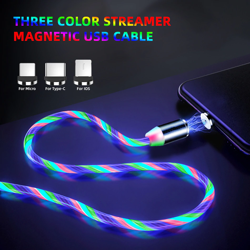 LIT™ - LED Magnetic Charging Cable for iPhone & Android USB Type C Cable Magnetic Cable LED Lighting fast Charging USB Micro Charger Cable Wire Huawei Samsung - 5econds.co