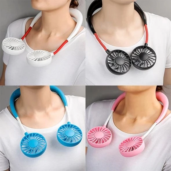 Portable Hanging Neck Sports Fan - Mini USB Portable Neckband With Rechargeable Battery Small Air Cooler Conditioner - 5econds.co