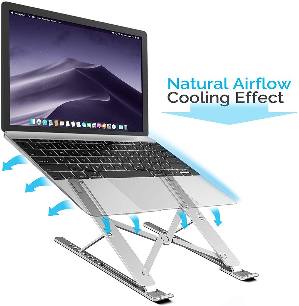 Ergonomic Laptop Stand - Adjustable Foldable Premium Aluminium Stand for upto 17 Inch Laptop - 5econds.co