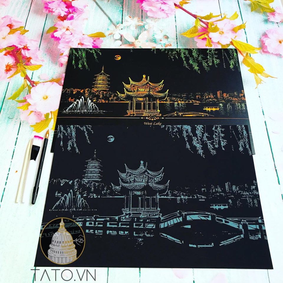 Scratch Painting Kits - 41*28 cm Magic Scratch Art Crafts World Landscape Paper Adult kids decompression toys Creative DIY Gifts - 5econds.co