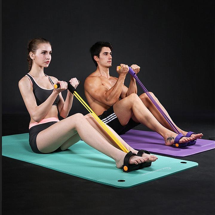 Fit™: 4-Tube Pedal Fitness Rope for Woman & Men - Fitness Gum 4 Tube Resistance Bands Latex Pedal Exerciser Sit-up Pull Rope Expander Elastic Bands Yoga equipment Pilates Workout - 5econds.co