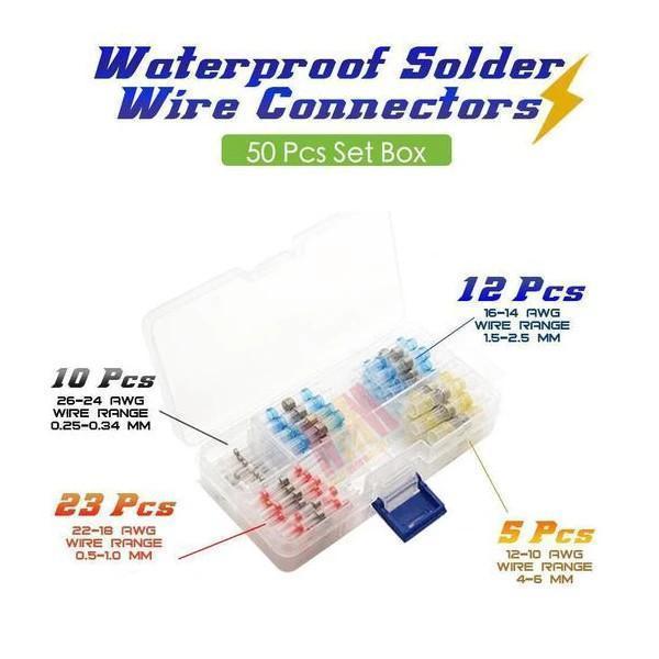 Waterproof Solder Wire Connectors - 50PCS - Heat Shrink Soldering Sleeve Terminals Insulated Waterproof Butt Wire Connectors Electrical Wire Soldered Terminals - 5econds.co