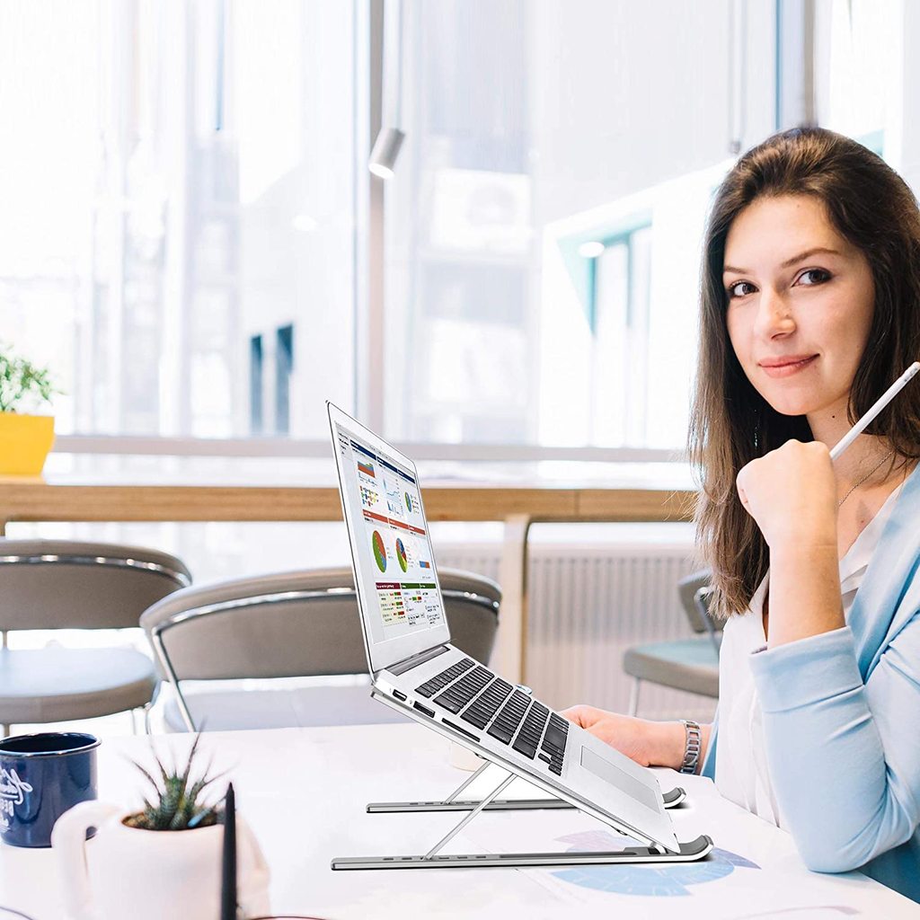 Ergonomic Laptop Stand - Adjustable Foldable Premium Aluminium Stand for upto 17 Inch Laptop - 5econds.co