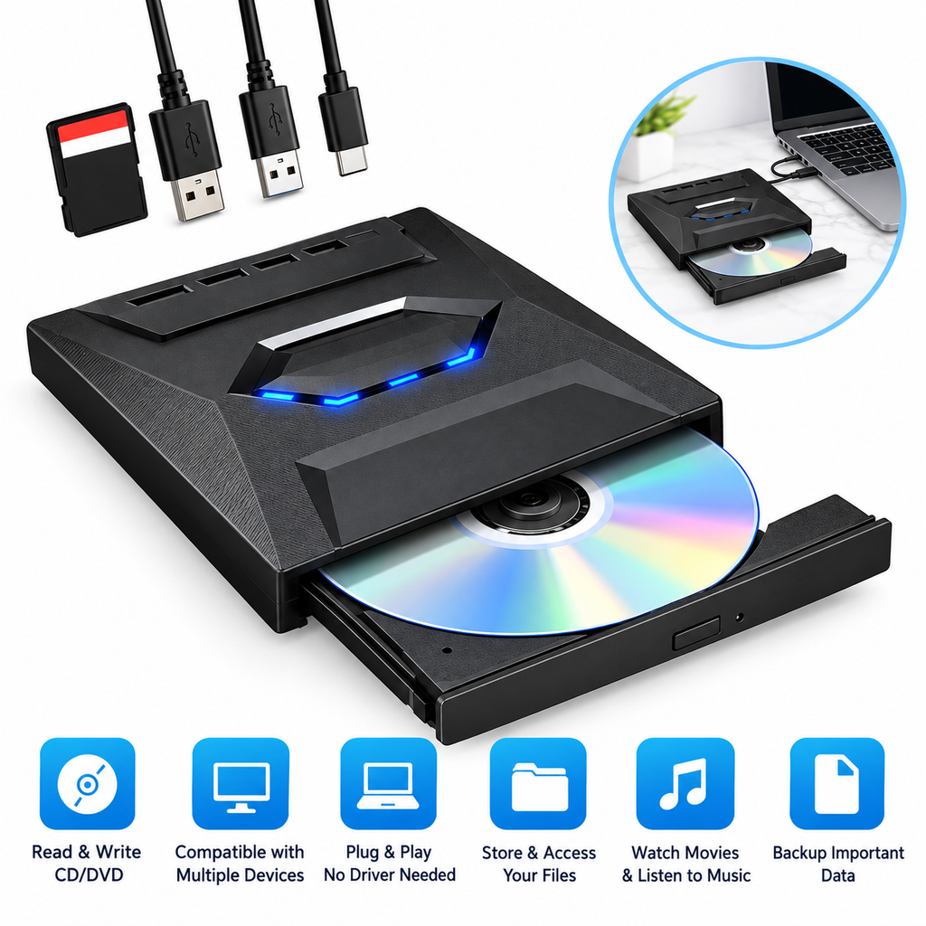 7-in-1 External USB DVD Drive