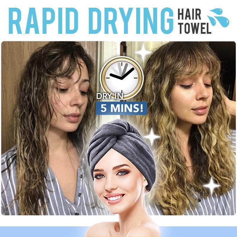Rapid Hair Drying Microfiber Towel For Curly & All Hair Super Absorbent towel wrap with button - 5econds.co