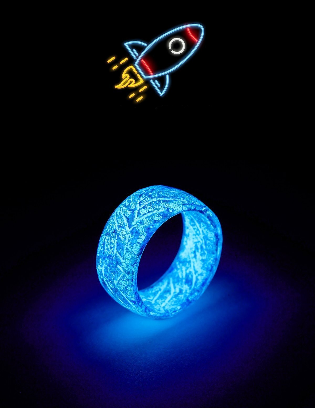 GLOWING RING COLLECTIONS - Resin Punk Luminous Glowing In The Dark Wedding Band Fluorescent Rings For Women Men Gift - 5econds.co