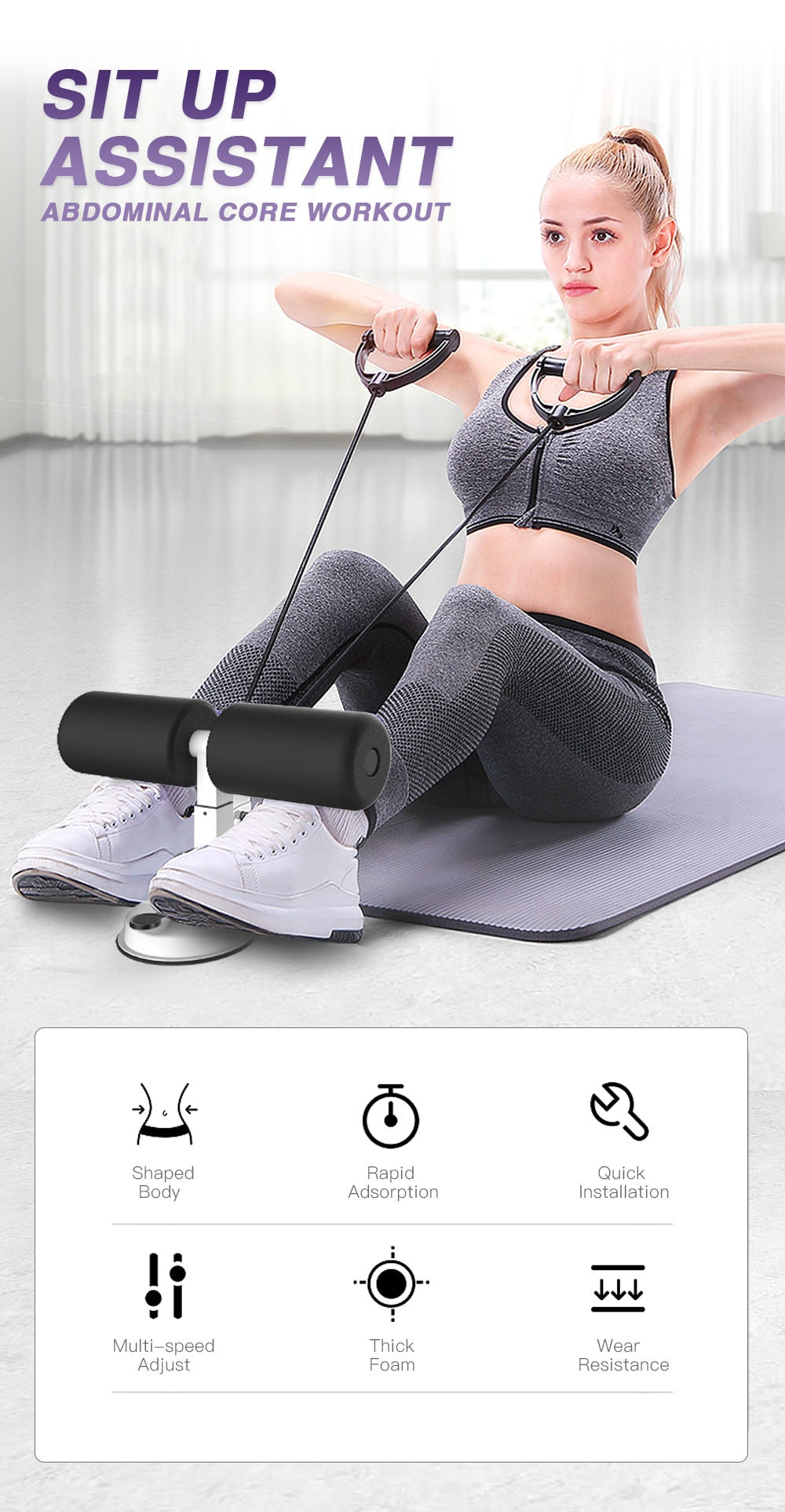 ABSLEAN™ - Abs & Core Trainer - Sit Up Bars Stand Abdominal Core Assistant Muscle Training Ab Rollers Fitness Weight Loss - 5econds.co