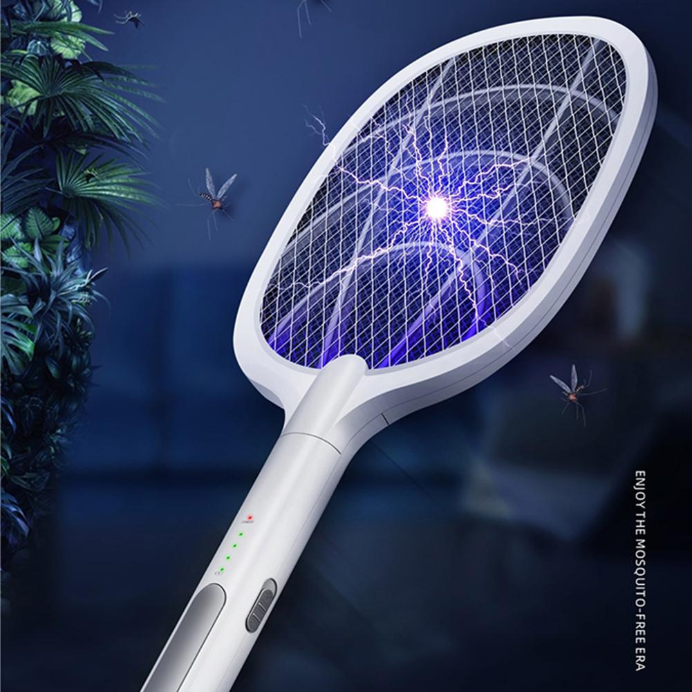 Bug Swatter - 3000V Electric Insect Racket Zapper USB 1200mAh Rechargeable Mosquito Kill Fly Bug Killer Trap