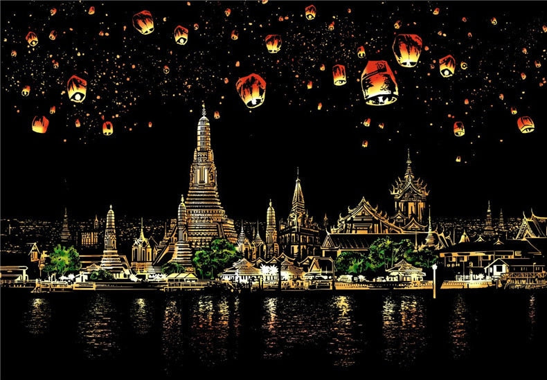 Scratch Painting Kits - 41*28 cm Magic Scratch Art Crafts World Landscape Paper Adult kids decompression toys Creative DIY Gifts - 5econds.co