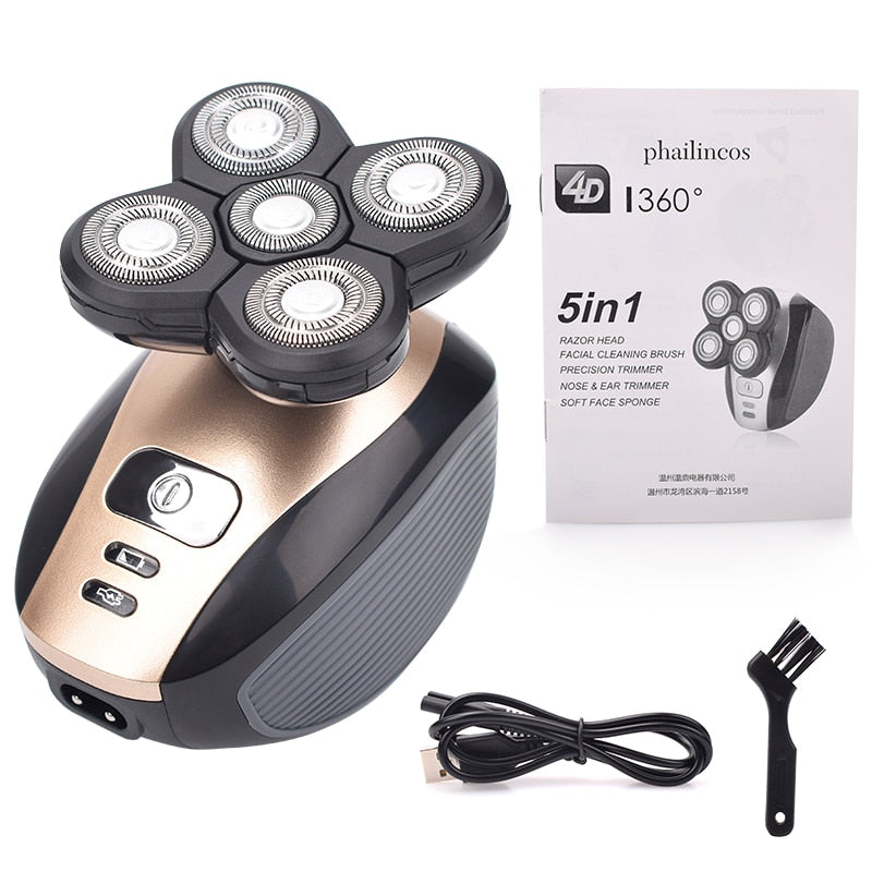 SuperShaver™ Men’s 5-in-1 Electric Shaver & Grooming Kit - Rechargeable 5 Razor Bald Head Shaving Machine Beard Trimmer - 5econds.co