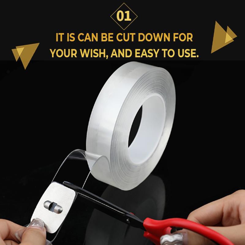 Nano Magic Tape - Reusable Double Sided Adhesive Traceless Tape Removable Sticker Washable Loo - 5econds.co