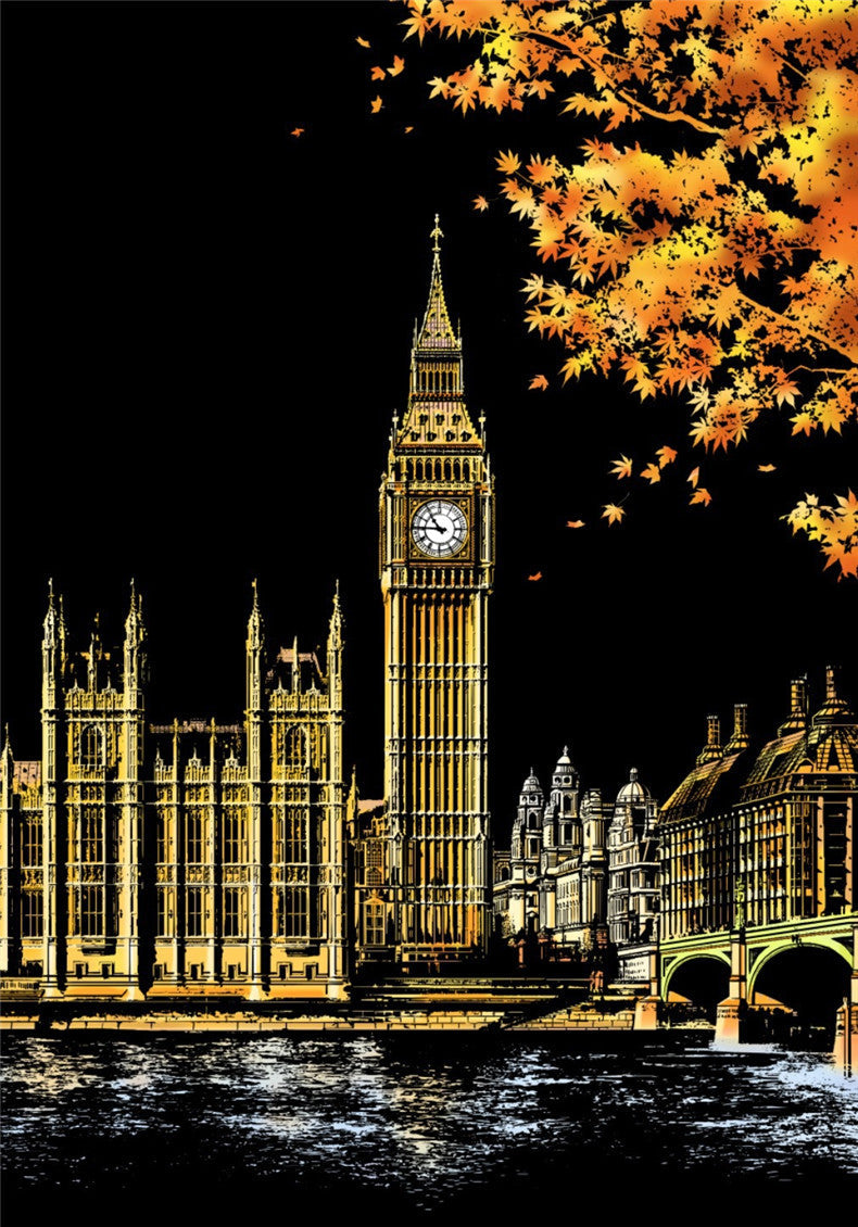 Scratch Painting Kits - 41*28 cm Magic Scratch Art Crafts World Landscape Paper Adult kids decompression toys Creative DIY Gifts - 5econds.co