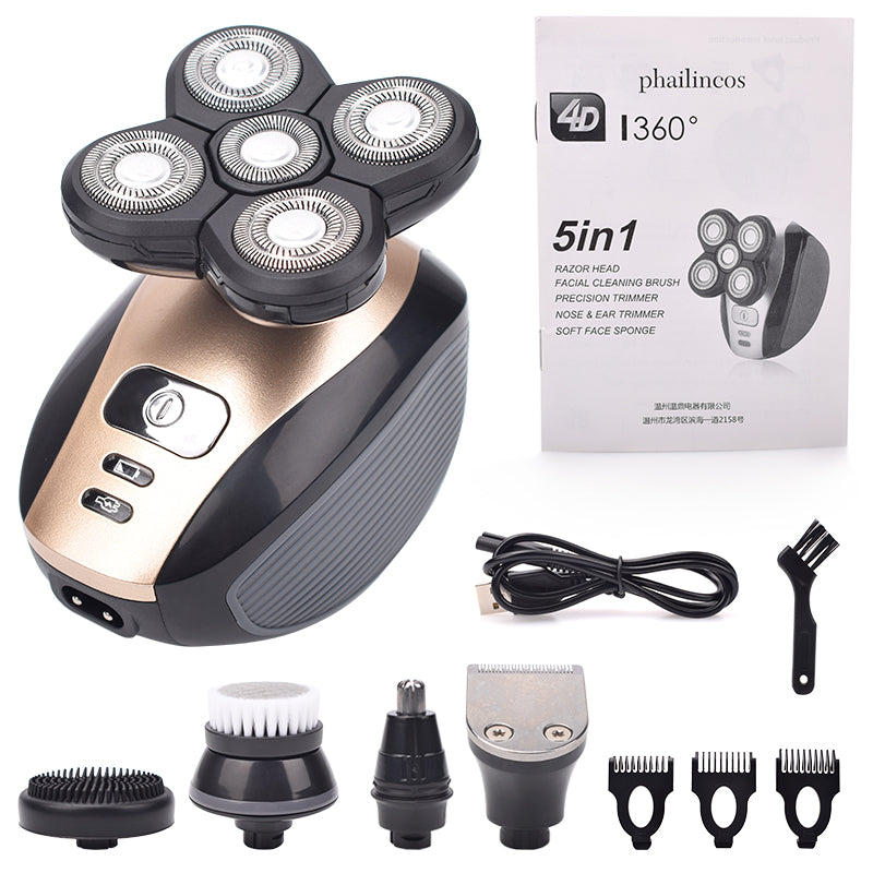 SuperShaver™ Men’s 5-in-1 Electric Shaver & Grooming Kit - Rechargeable 5 Razor Bald Head Shaving Machine Beard Trimmer - 5econds.co