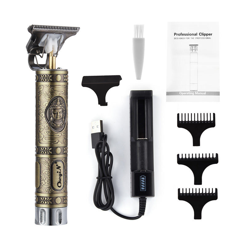 Cordless Close Cutting T-Blade Clipper - USB Rechargeable T9 Baldheaded Hair Trimmer Electric Shaver 0mm Men Barber Cutting Machine - 5econds.co
