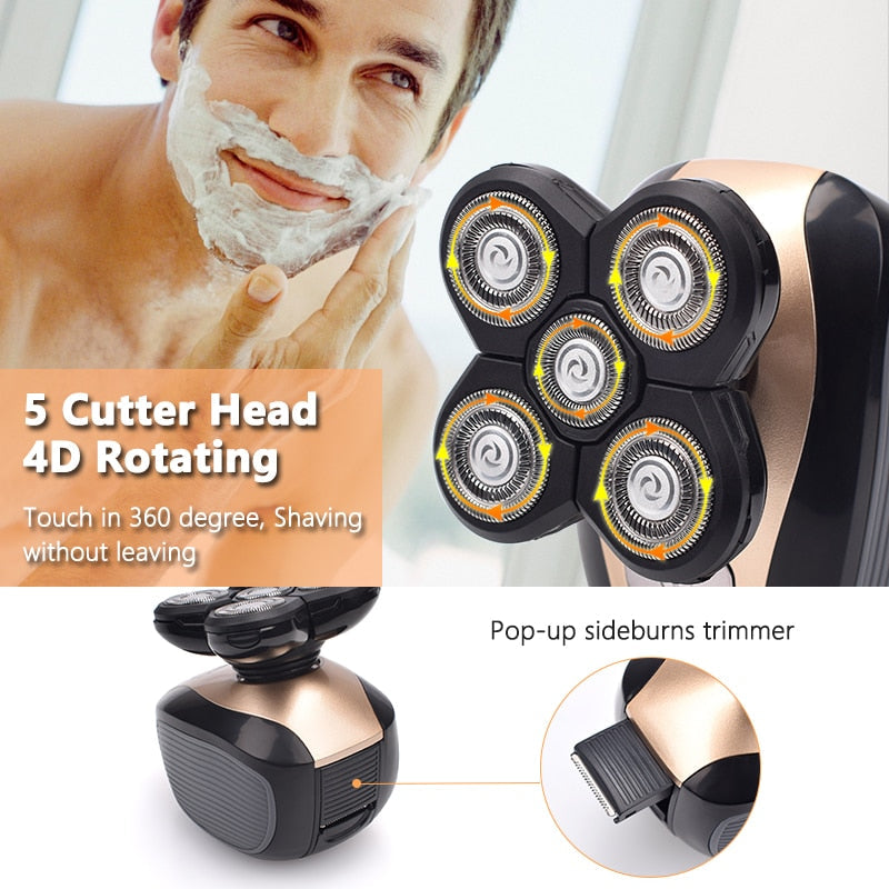 SuperShaver™ Men’s 5-in-1 Electric Shaver & Grooming Kit - Rechargeable 5 Razor Bald Head Shaving Machine Beard Trimmer - 5econds.co